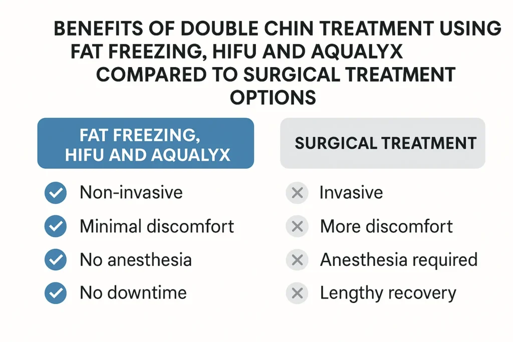 Graphic about the benefits of double chin treatment Streatham Hill - from LA LIPO