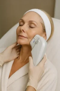 Woman receiving HIFU non surgical facelift treatment Streatham Hill