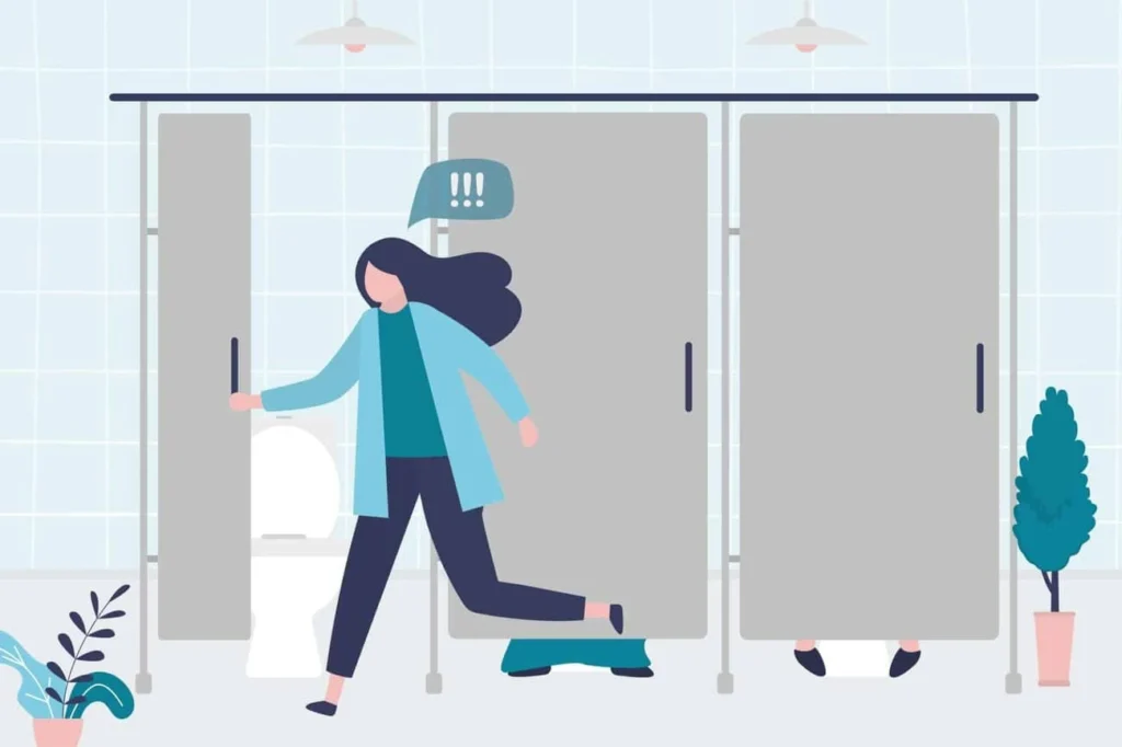 graphic of Urine incontinence Streatham Hill woman running to the toilet.